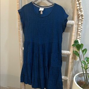 Knox Rose Textured Blue Tiered Dress size xs